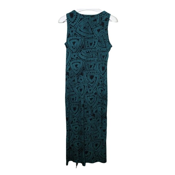 Ruby Rd Blue Black Abstract Maxi Dress Small Sleeveless Stretch Boho Vacation - Picture 4 of 8